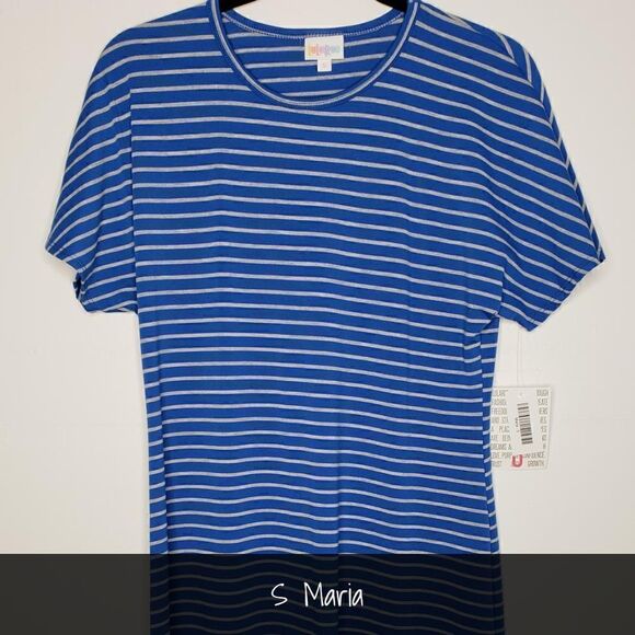 LuLaRoe Maria Maxi Dress Small Blue Grey Stripes NEW - Picture 1 of 2